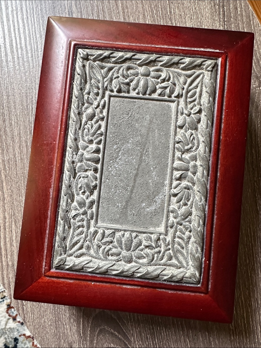 Wood Box with Slate Decorative inlay